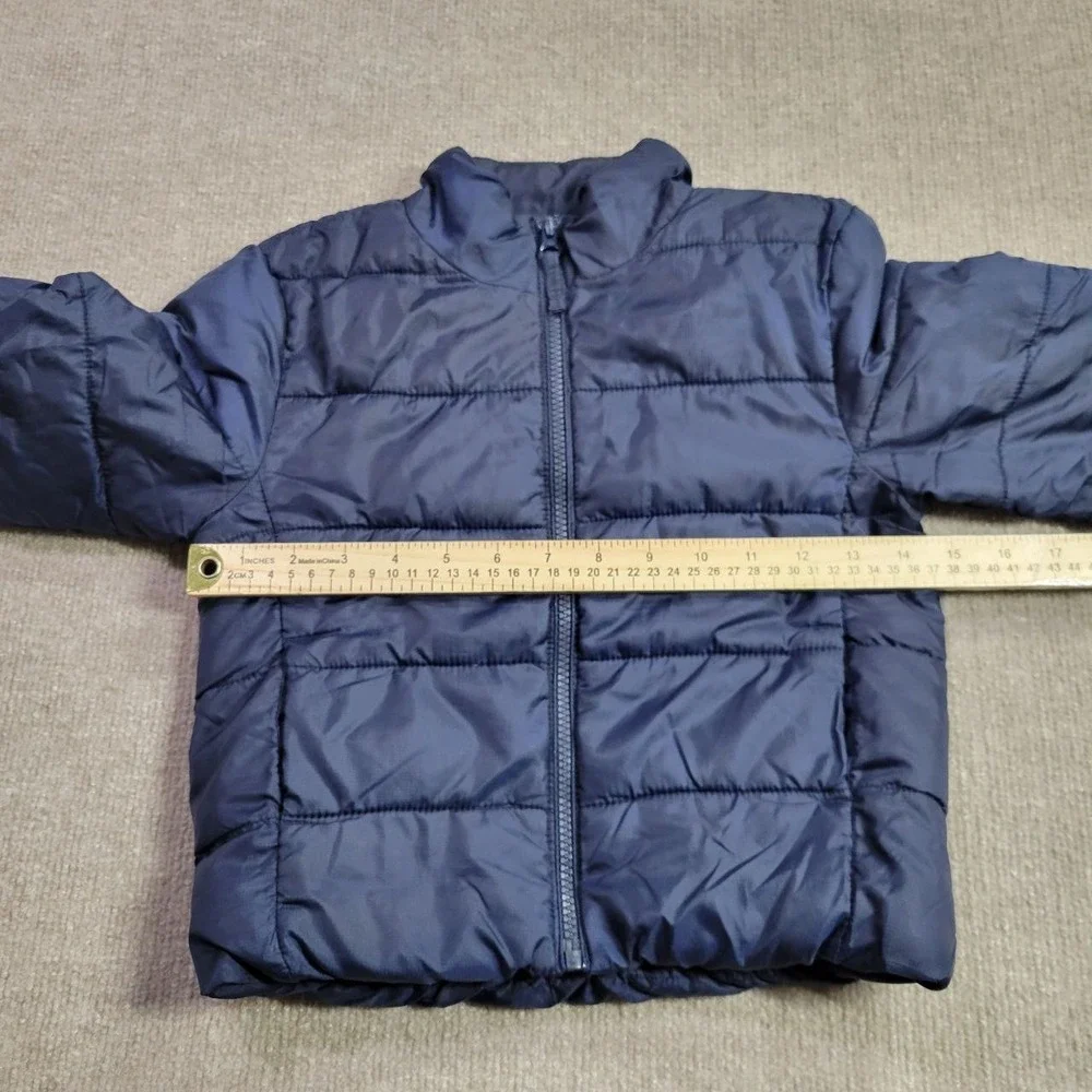 The Children's Place Puffer Jacket Boys‎ XS Navy Quilted Zip Up Winter Jacket